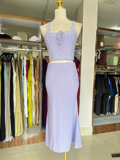 MADEBEN Two Piece Set of Crop Tops and Fitted Flare Skirts
